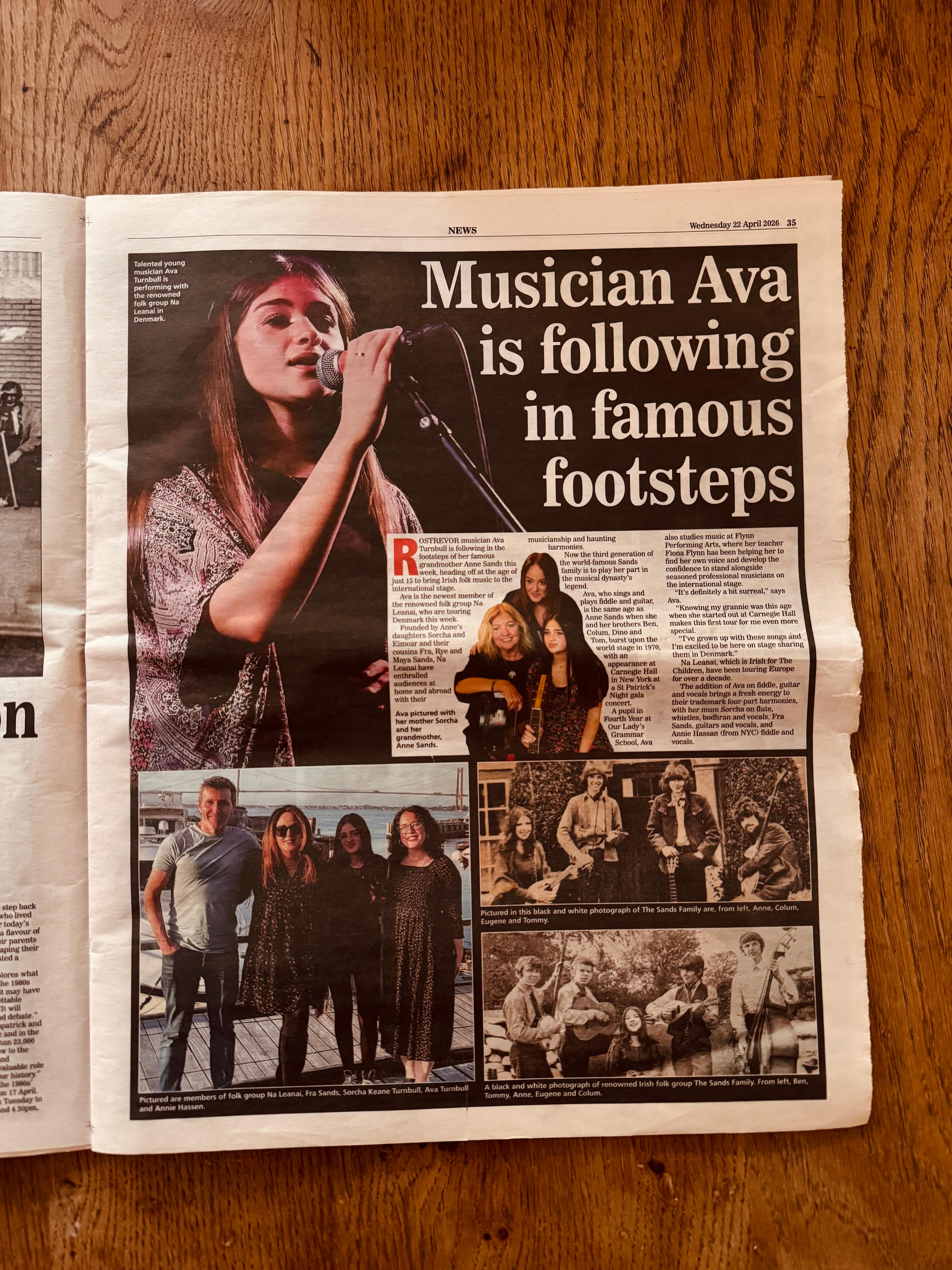 Ava Turnbull newspaper feature spread